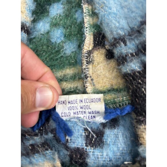 Vintage Amos & Andes Sweater Mens Large Alpaca Llama Pattern Hooded Wool 90s - Picture 3 of 10